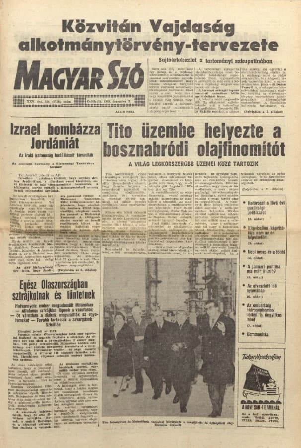 Magyar Szó, 25. évf. 1968. december 5. 334. sz. 1–20. oldal