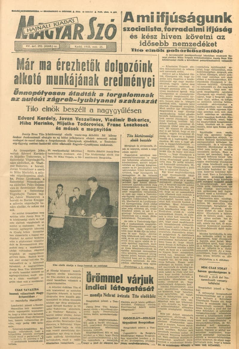 Magyar Szó, 15. évf. 1958. november 25. 292. sz. 1–12. oldal