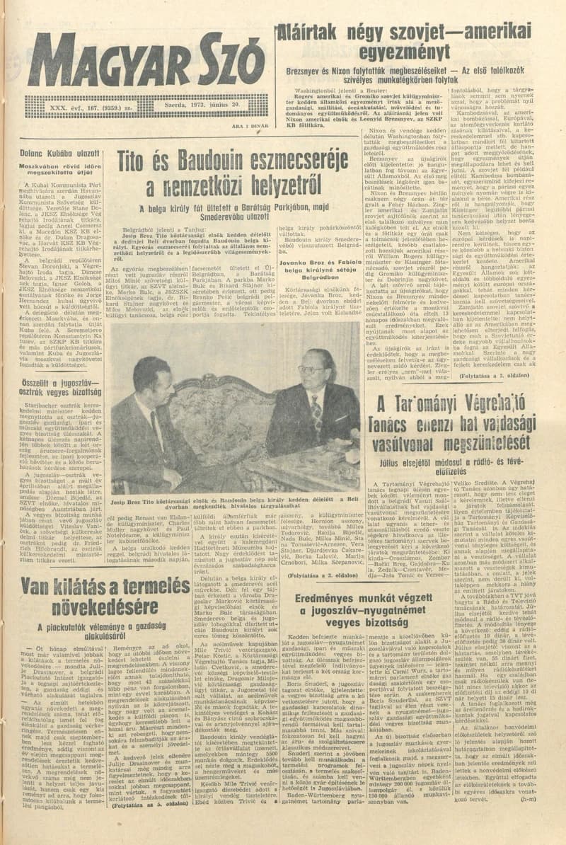 Magyar Szó, 30. évf. 1973. június 20. 167. sz. 1–20. oldal