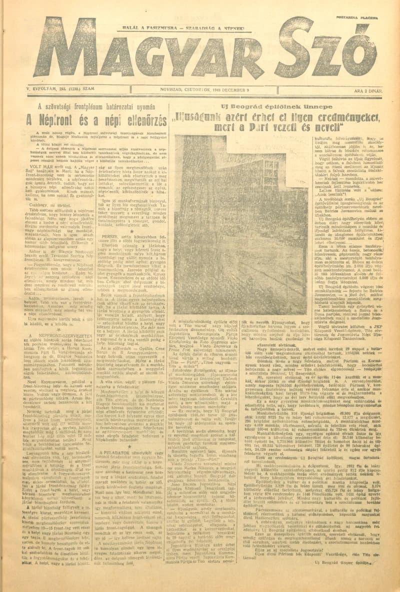 Magyar Szó, 5. évf. 1948. december 9. 293. sz. 1–4. oldal