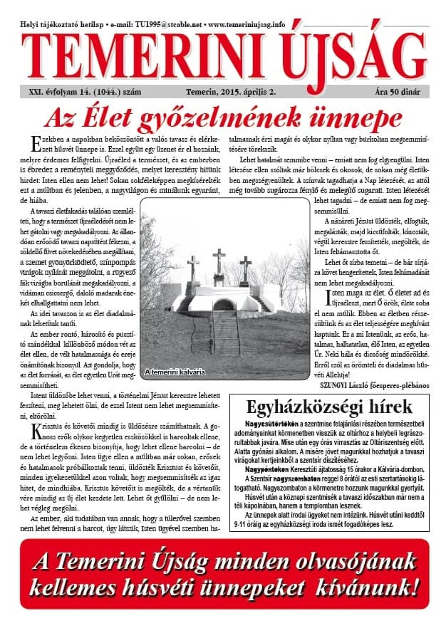 Temerini Újság, 21. évf. 2015. április 2. 14. sz.