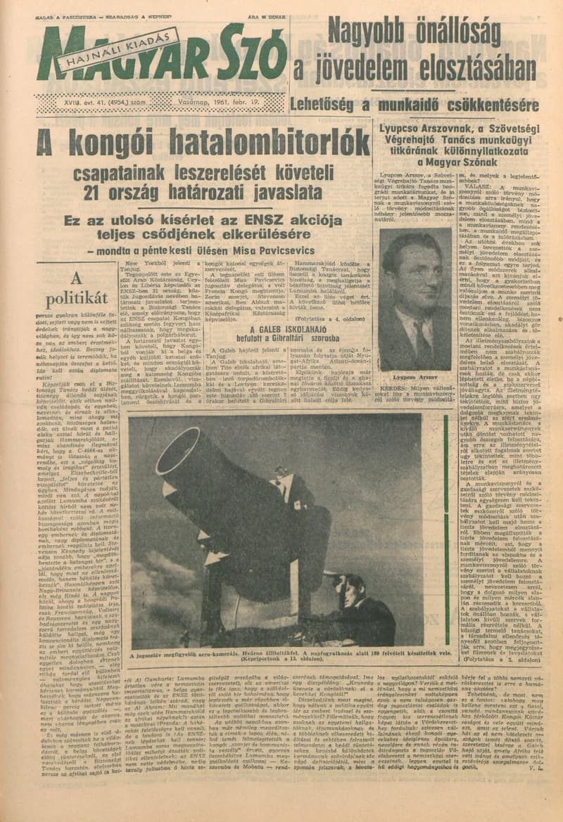 Magyar Szó, 18. évf. 1961. február 19. 41. sz. 1–24. oldal