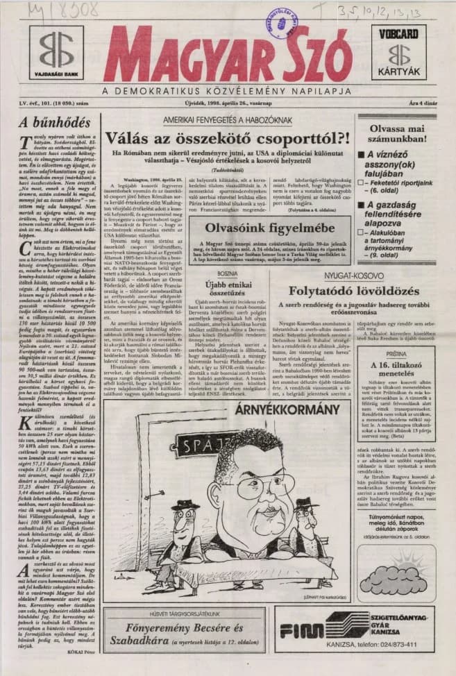 Magyar Szó, 55. évf. 1998. április 26. 101. sz. 1–24. oldal
