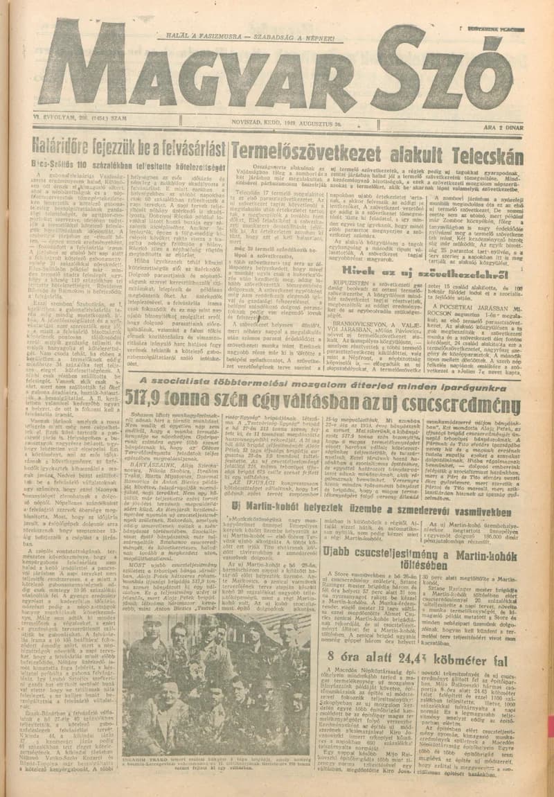 Magyar Szó, 6. évf. 1949. augusztus 30. 206. sz. 1–4. oldal
