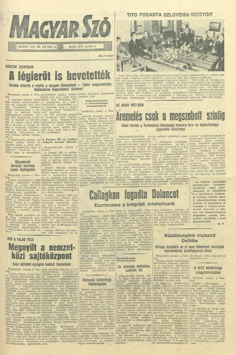 Magyar Szó, 34. évf. 1977. április 5. 93. sz.