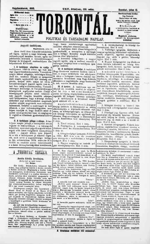 Torontál, 24. évf. 1895. július 13. 159. sz.