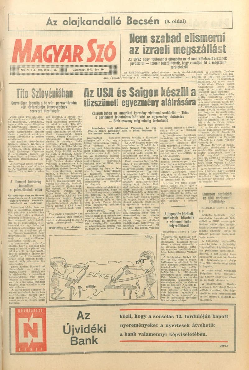 Magyar Szó, 29. évf. 1972. december 10. 339. sz. 1–32. oldal