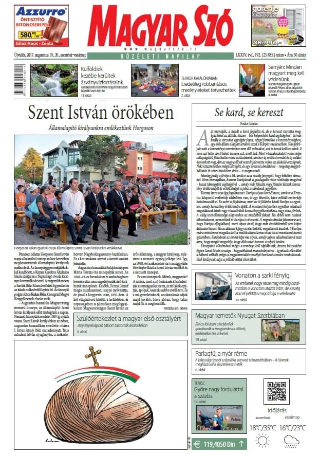 Magyar Szó, 74. évf. 2017. augusztus 19. – 20. 192. sz. 1–32. oldal