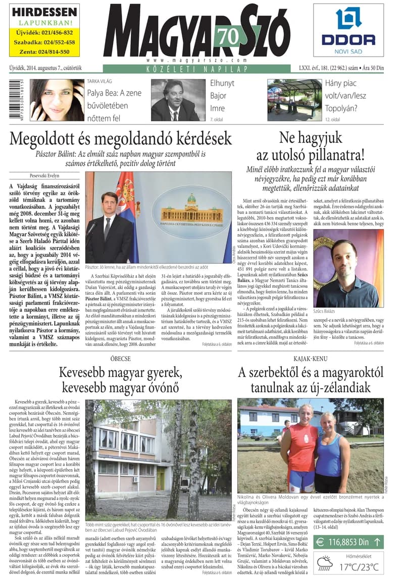Magyar Szó, 71. évf. 2014. augusztus 7. 181. sz. 1–16. oldal