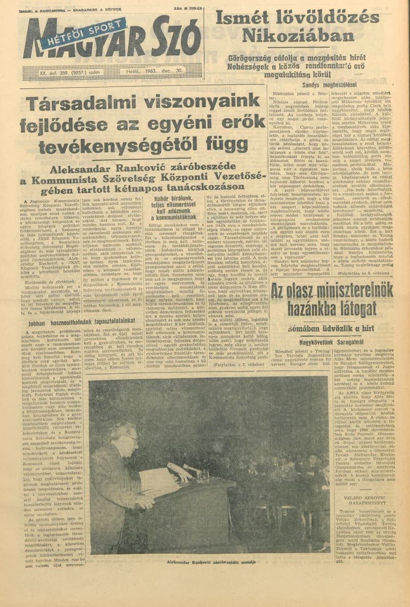 Magyar Szó, 20. évf. 1963. december 30. 359. sz. 1–16. oldal