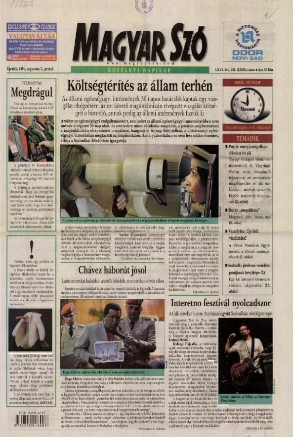 Magyar Szó, 66. évf. 2009. augusztus 7. 182. sz. 16. oldal