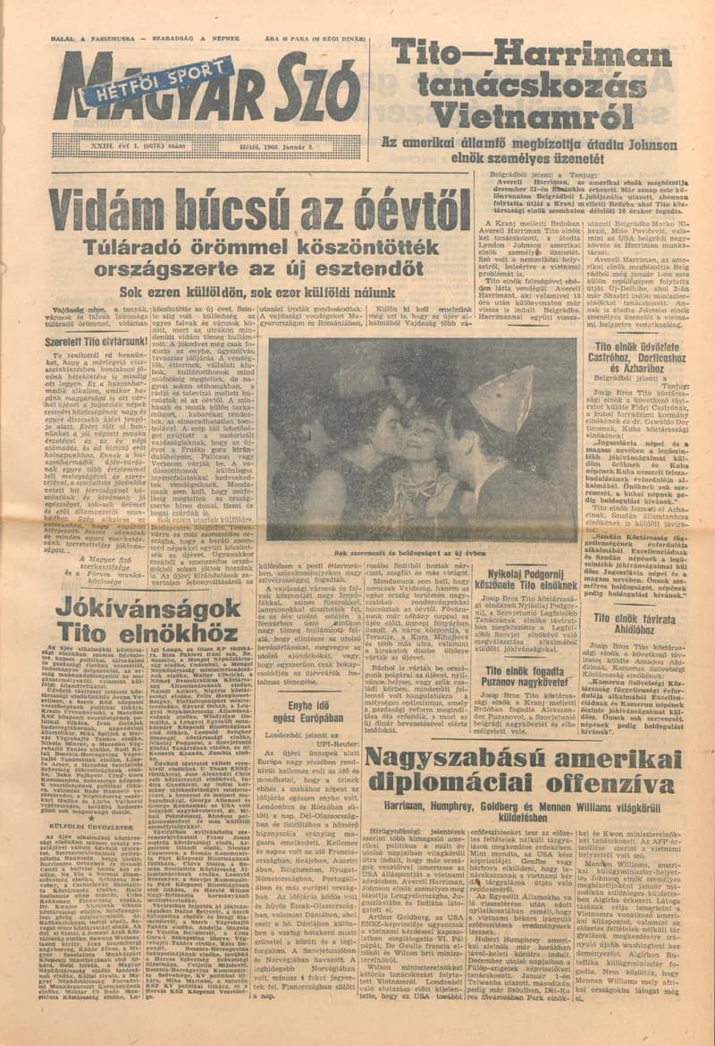 Magyar Szó, 23. évf. 1966. január 3. 1. sz. 1–12. oldal