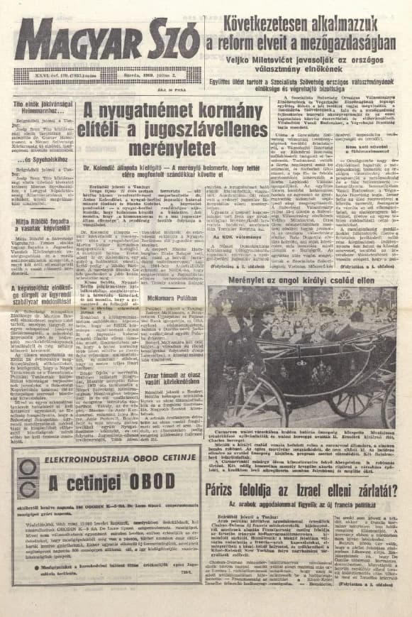 Magyar Szó, 26. évf. 1969. július 2. 179. sz. 1–14. oldal
