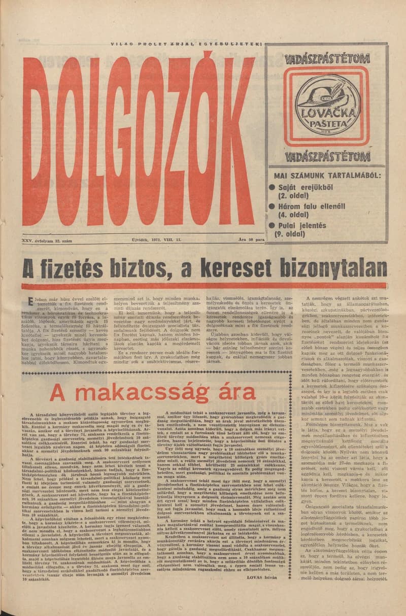 Dolgozók, 26. évf. 1972. augusztus 11. 32. sz.
