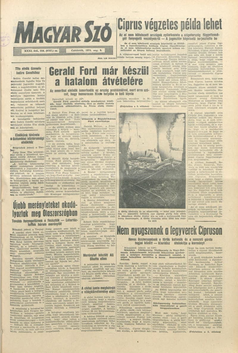 Magyar Szó, 31. évf. 1974. augusztus 8. 216. sz. 1–16. oldal