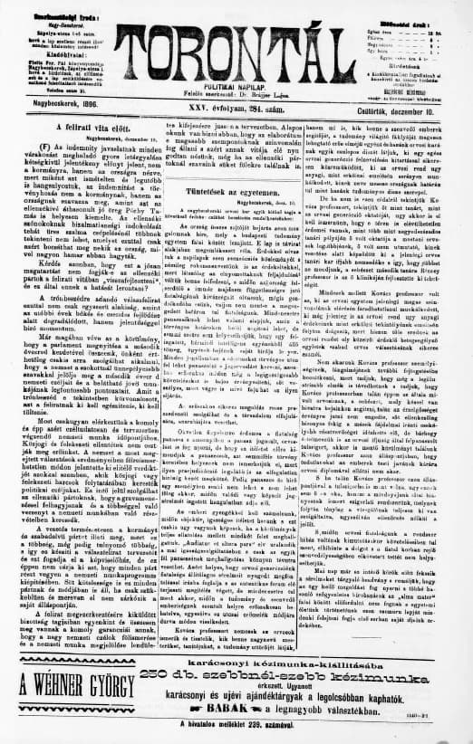 Torontál, 25. évf. 1896. december 10. 284. sz.