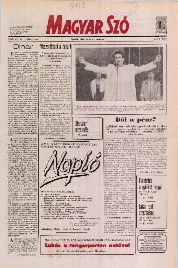 Magyar Szó, 47. évf. 1990. május 6. 122. sz. 1–32. oldal