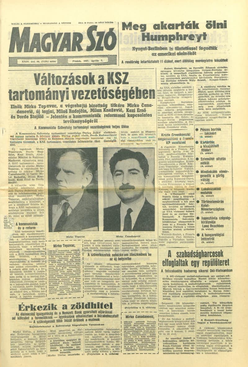 Magyar Szó, 24. évf. 1967. április 7. 94. sz. 1–16. oldal