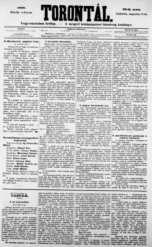 Torontál, 7. évf. 1878. augusztus 8. 32. sz.