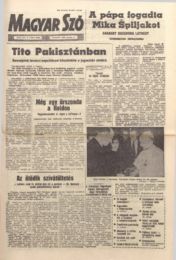 Magyar Szó, 25. évf. 1968. január 11. 9. sz. 1–20. oldal