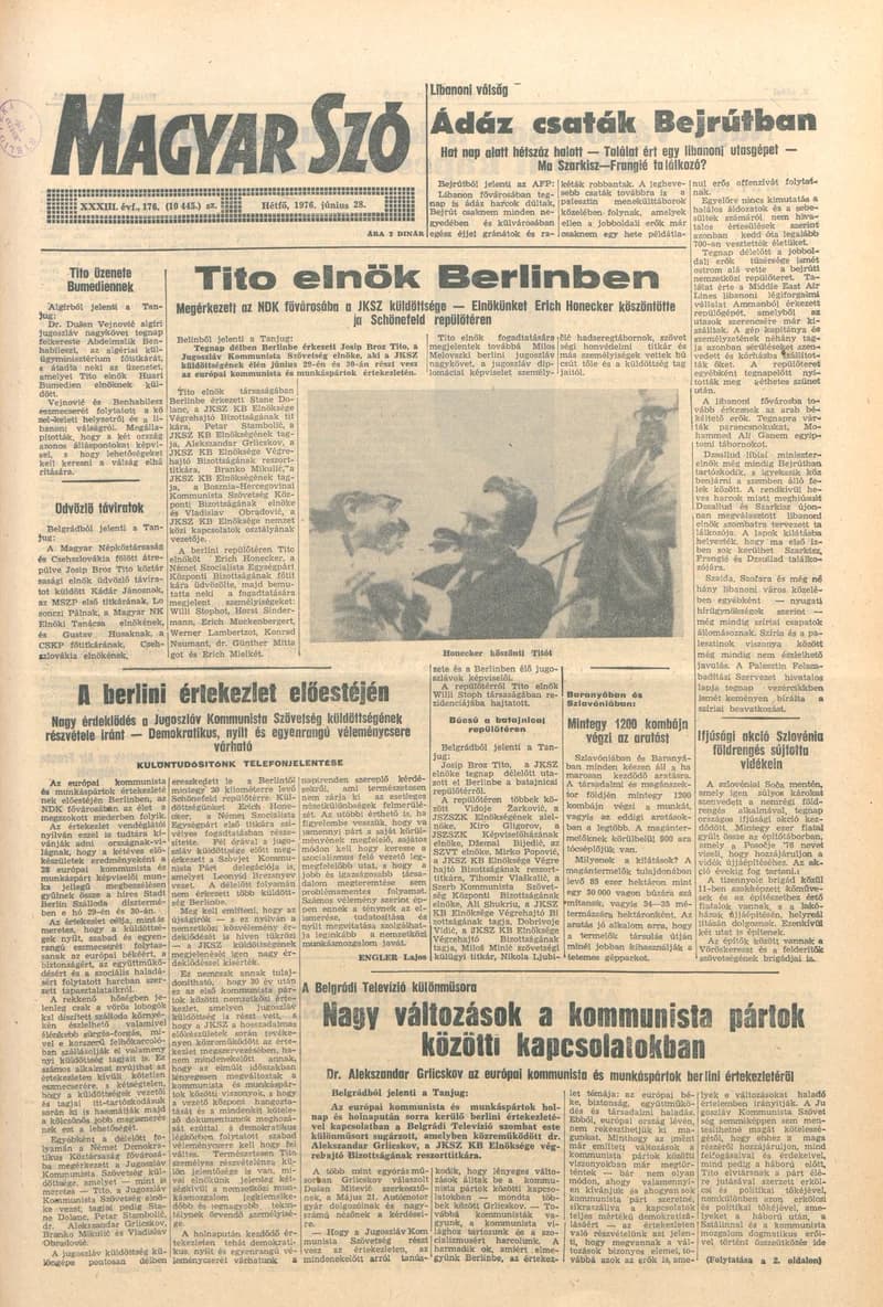 Magyar Szó, 33. évf. 1976. június 28. 176. sz. 1–8. oldal