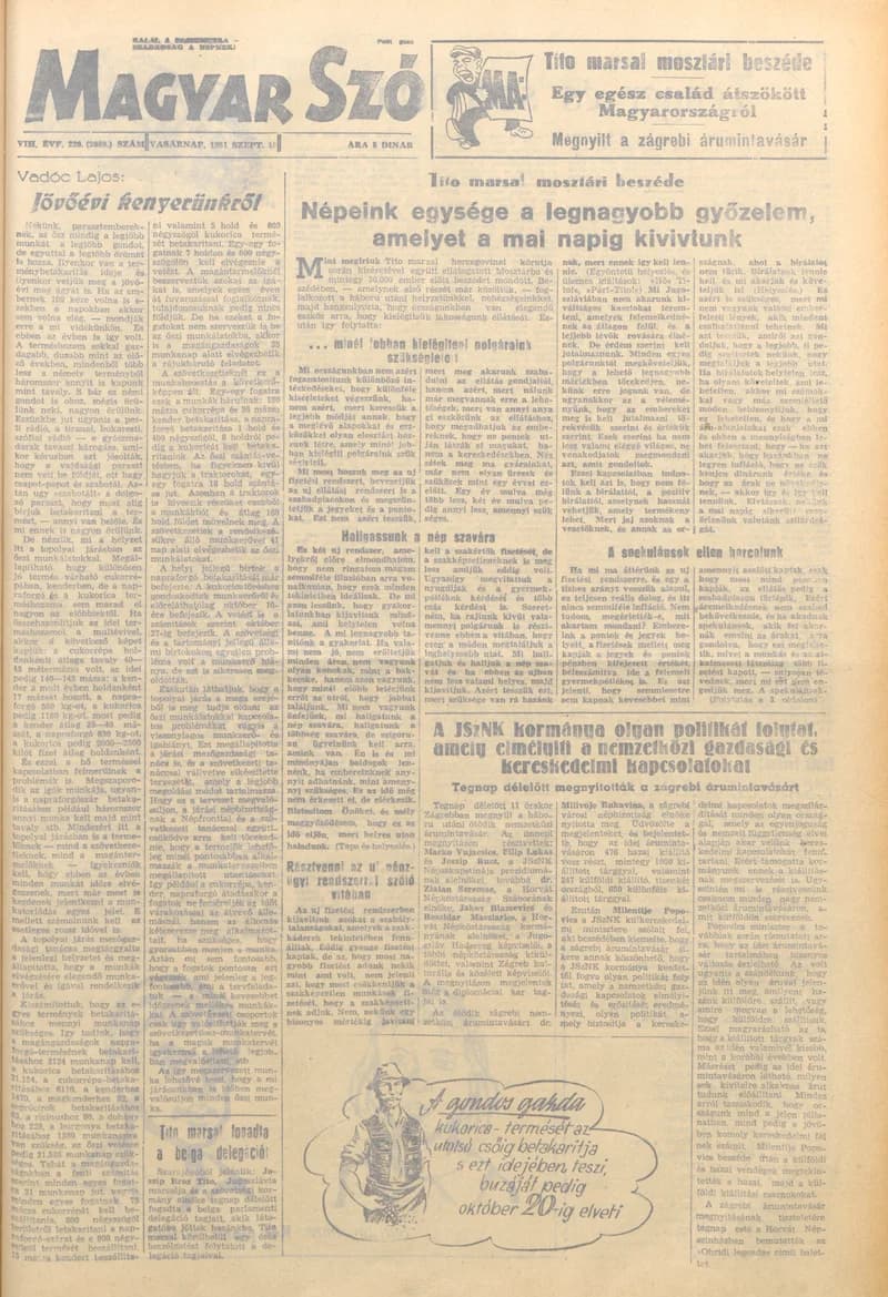 Magyar Szó, 8. évf. 1951. szeptember 16. 220. sz. 1–8. oldal