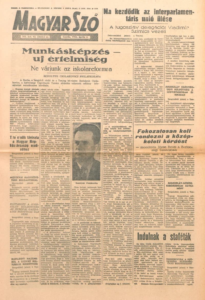 Magyar Szó, 13. évf. 1956. április 4. 92. sz. 1–8. oldal