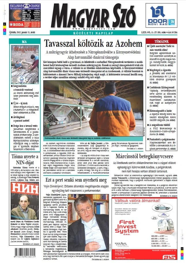 Magyar Szó, 69. évf. 2012. január 17. 11. sz. 1–16. oldal