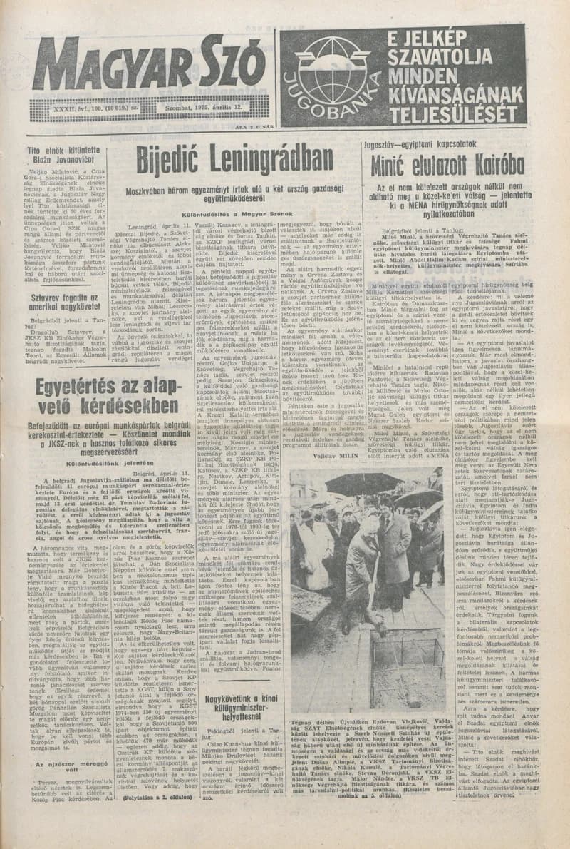 Magyar Szó, 32. évf. 1975. április 12. 100. sz.