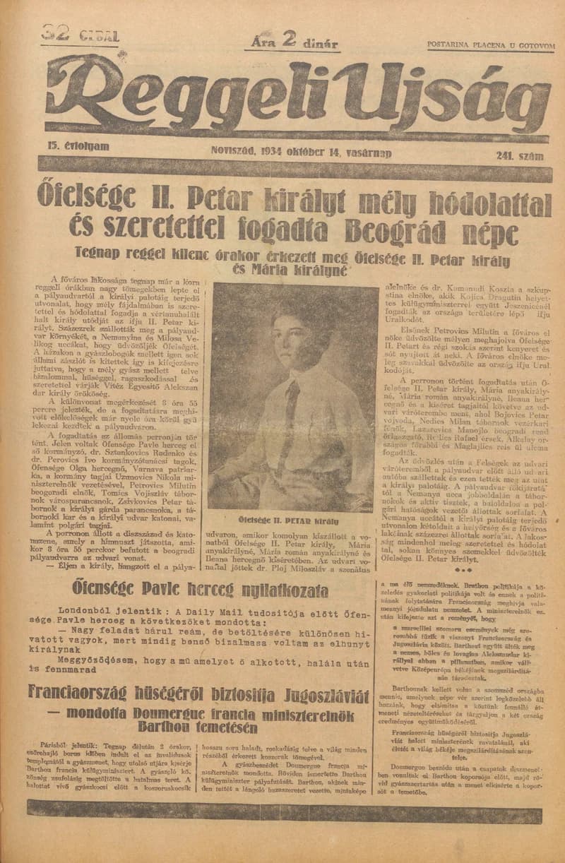 Reggeli Újság, 15. évf. 1934. október 14. 241. sz.