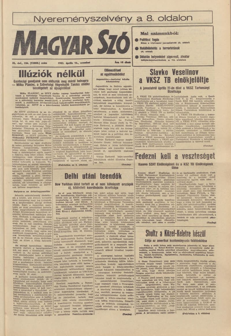 Magyar Szó, 40. évf. 1983. április 16. 104. sz. 1–24. oldal