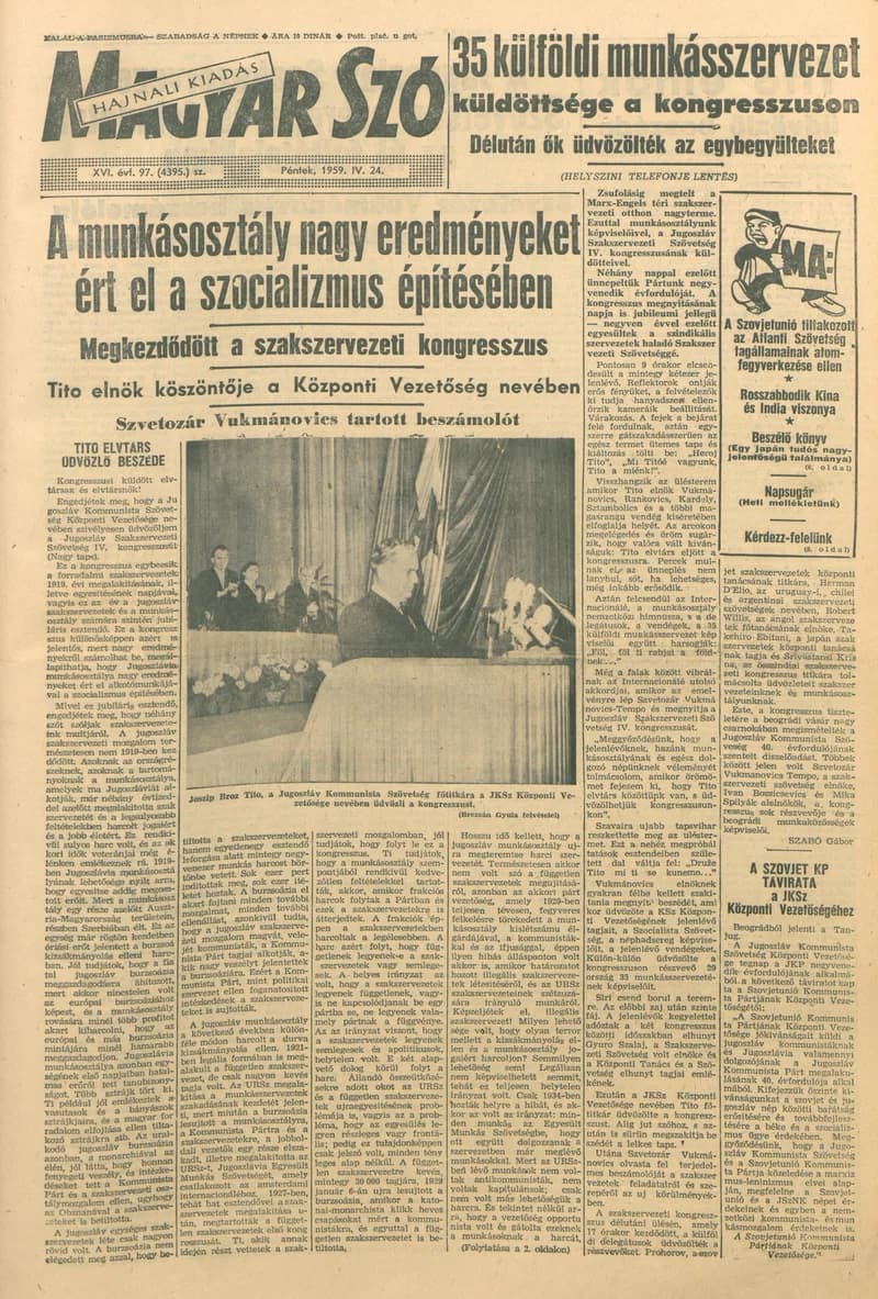Magyar Szó, 16. évf. 1959. április 24. 97. sz. 1–20. oldal