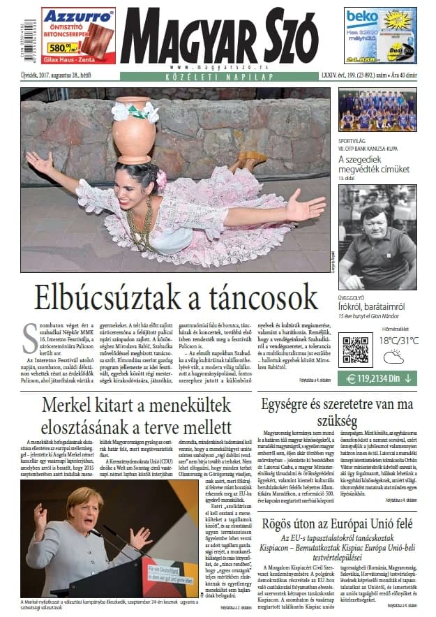 Magyar Szó, 74. évf. 2017. augusztus 28. 199. sz. 1–20. oldal