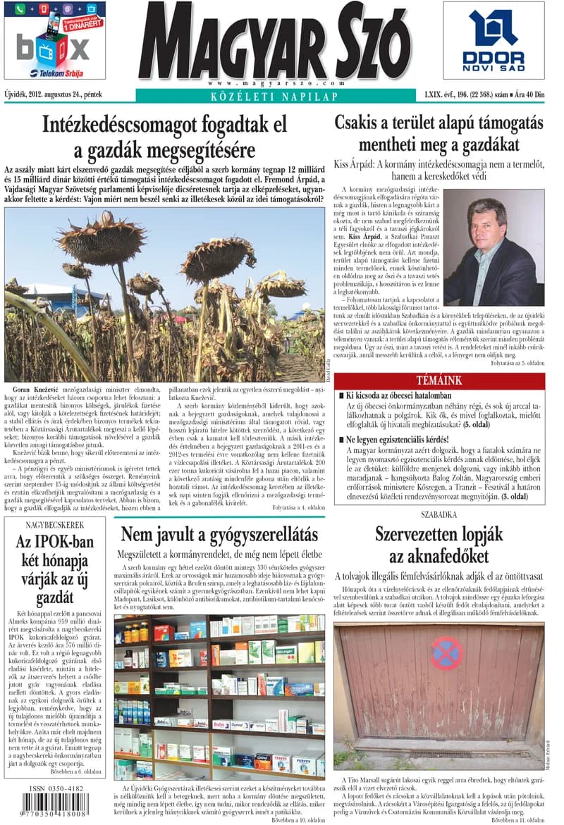 Magyar Szó, 69. évf. 2012. augusztus 24. 196. sz. 1–20. oldal