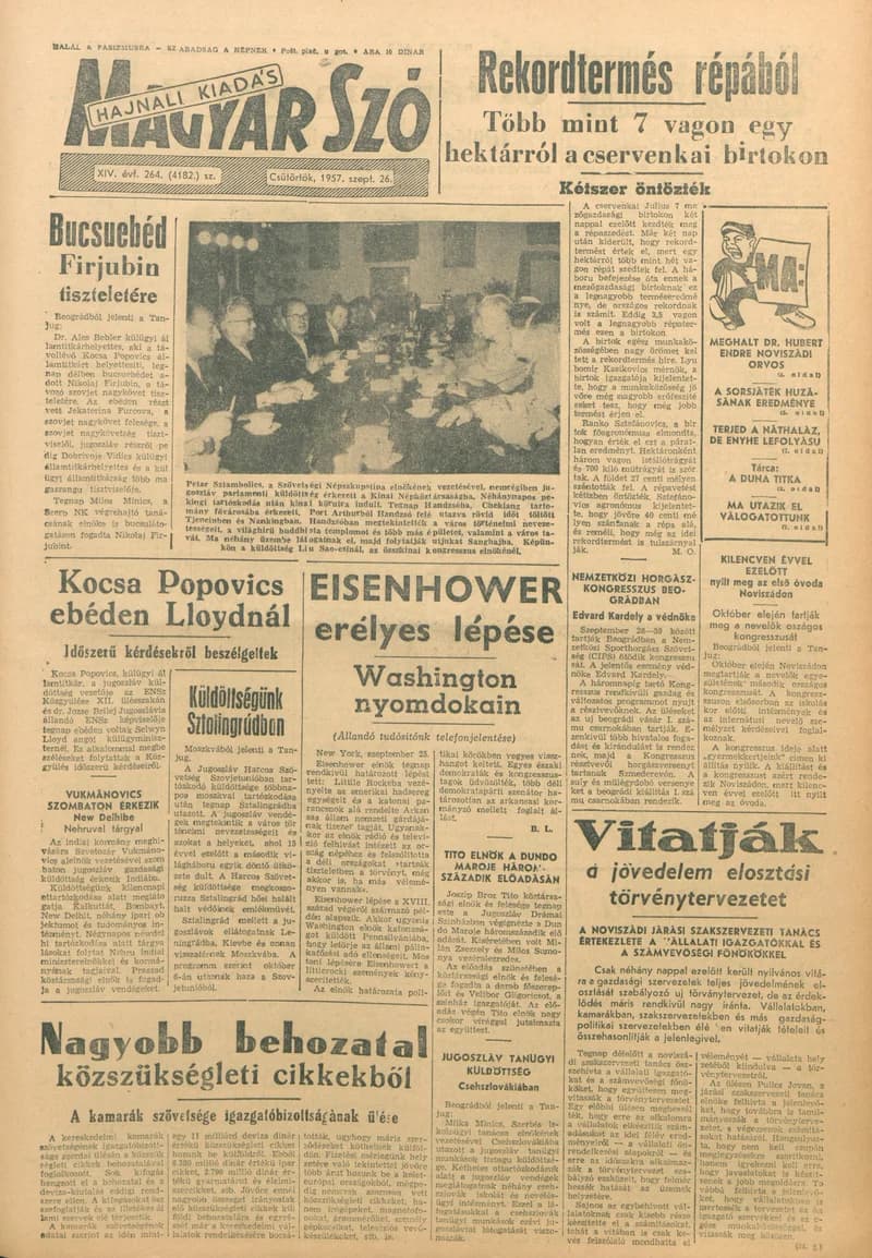 Magyar Szó, 14. évf. 1957. szeptember 26. 264. sz. 1–14. oldal
