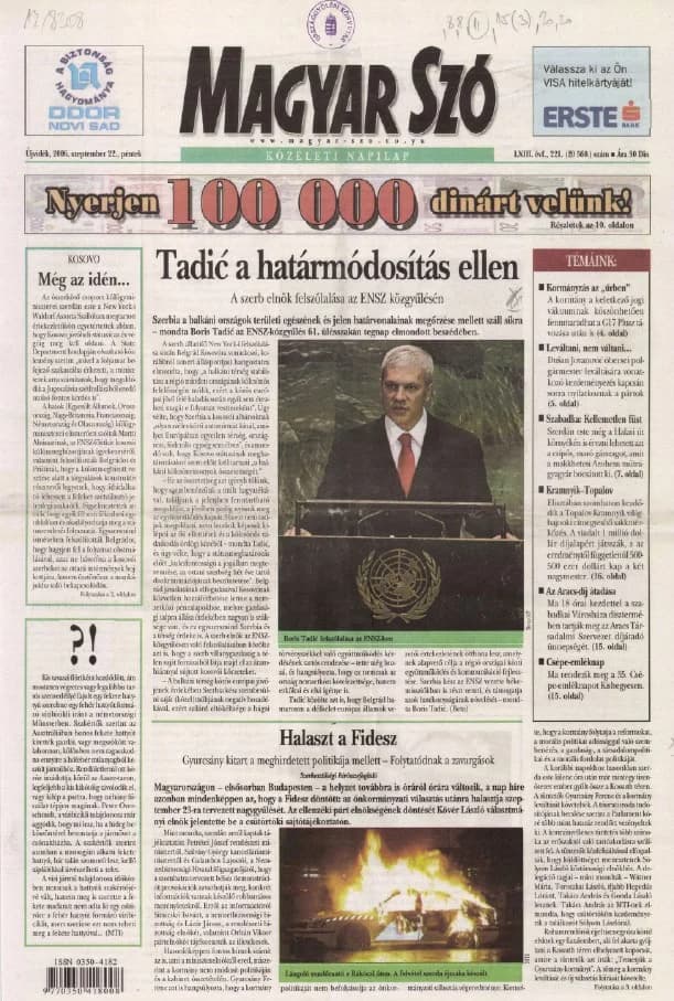 Magyar Szó, 63. évf. 2006. szeptember 22. 221. sz. 1–20. oldal