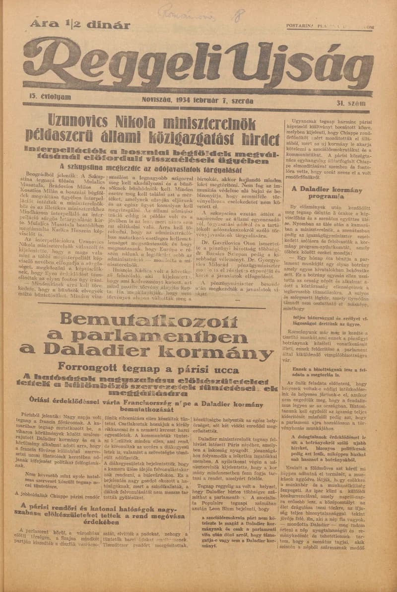 Reggeli Újság, 15. évf. 1934. február 7. 31. sz.