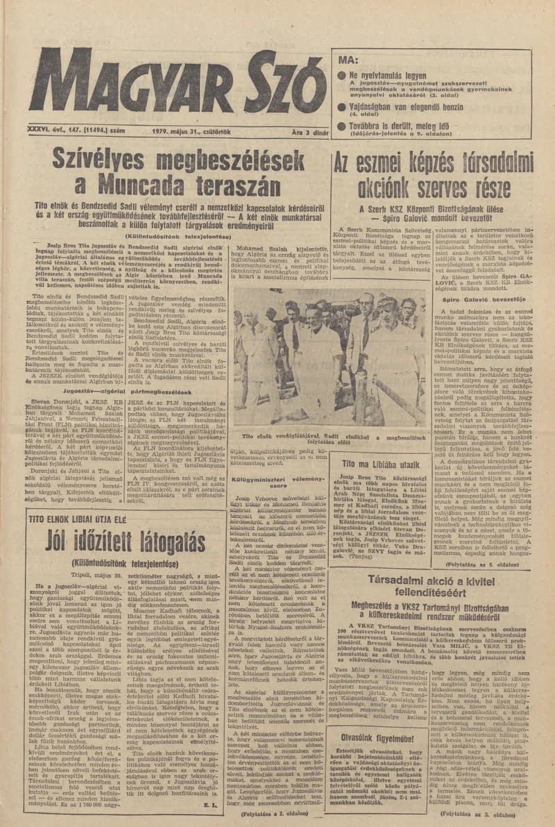 Magyar Szó, 36. évf. 1979. május 31. 147. sz. 1–16. oldal