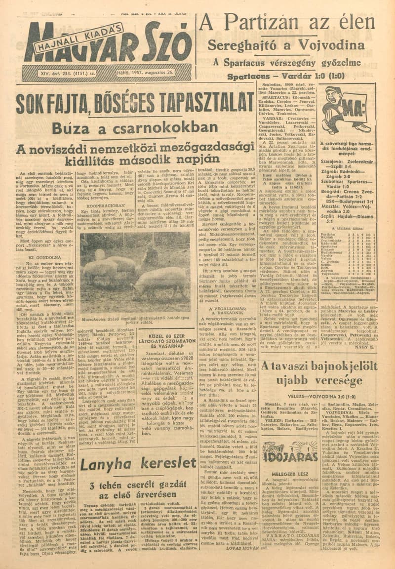 Magyar Szó, 14. évf. 1957. augusztus 26. 233. sz. 1–12. oldal