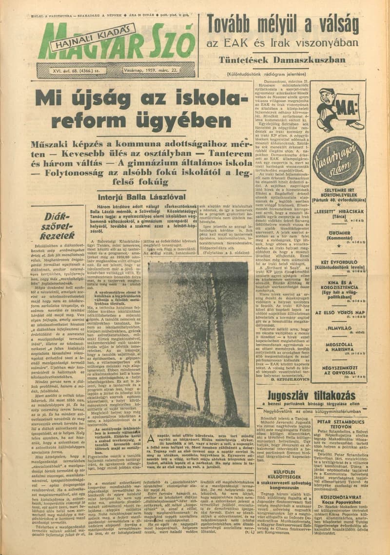 Magyar Szó, 16. évf. 1959. március 22. 68. sz. 1–24. oldal