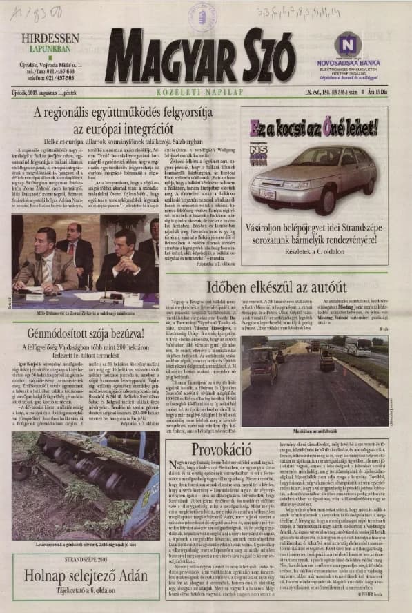 Magyar Szó, 60. évf. 2003. augusztus 1. 180. sz. 1–16. oldal