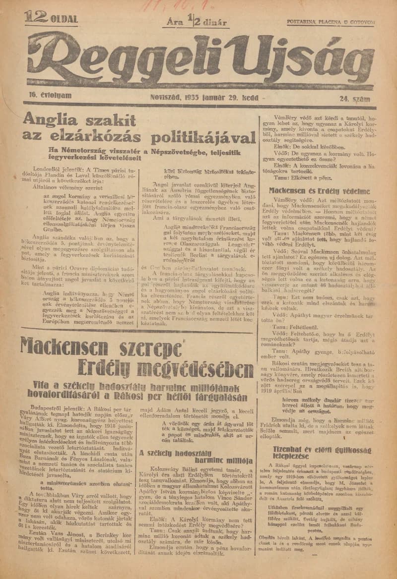 Reggeli Újság, 16. évf. 1935. január 29. 24. sz.