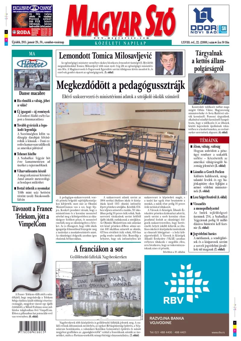 Magyar Szó, 68. évf. 2011. január 29. – 30. 22. sz. 1–48. oldal