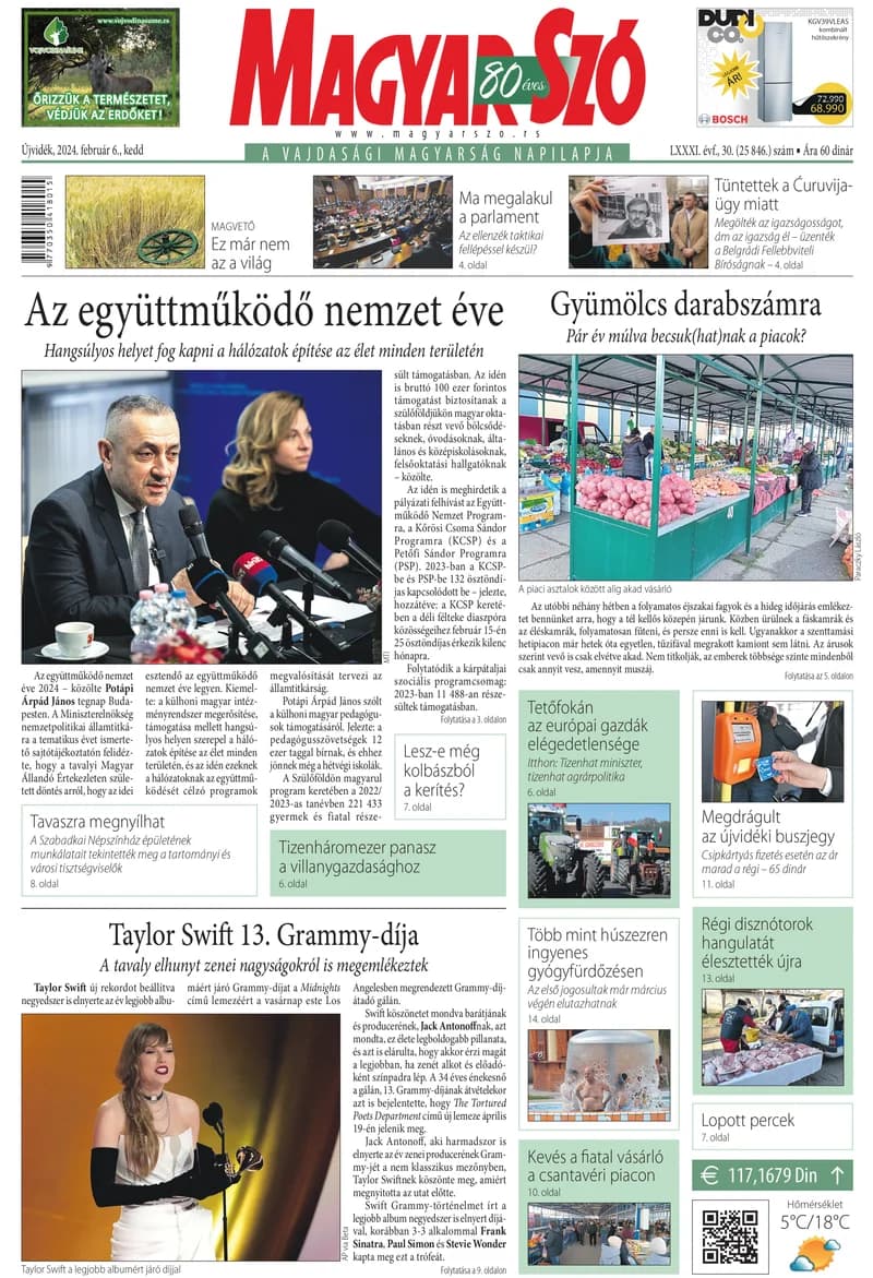Magyar Szó, 81. évf. 2024. február 6. 30. sz. 1–20. oldal