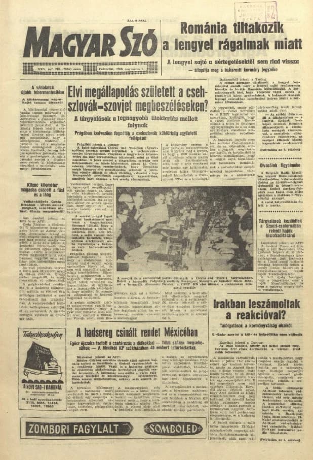 Magyar Szó, 25. évf. 1968. augusztus 1. 210. sz. 1–16. oldal