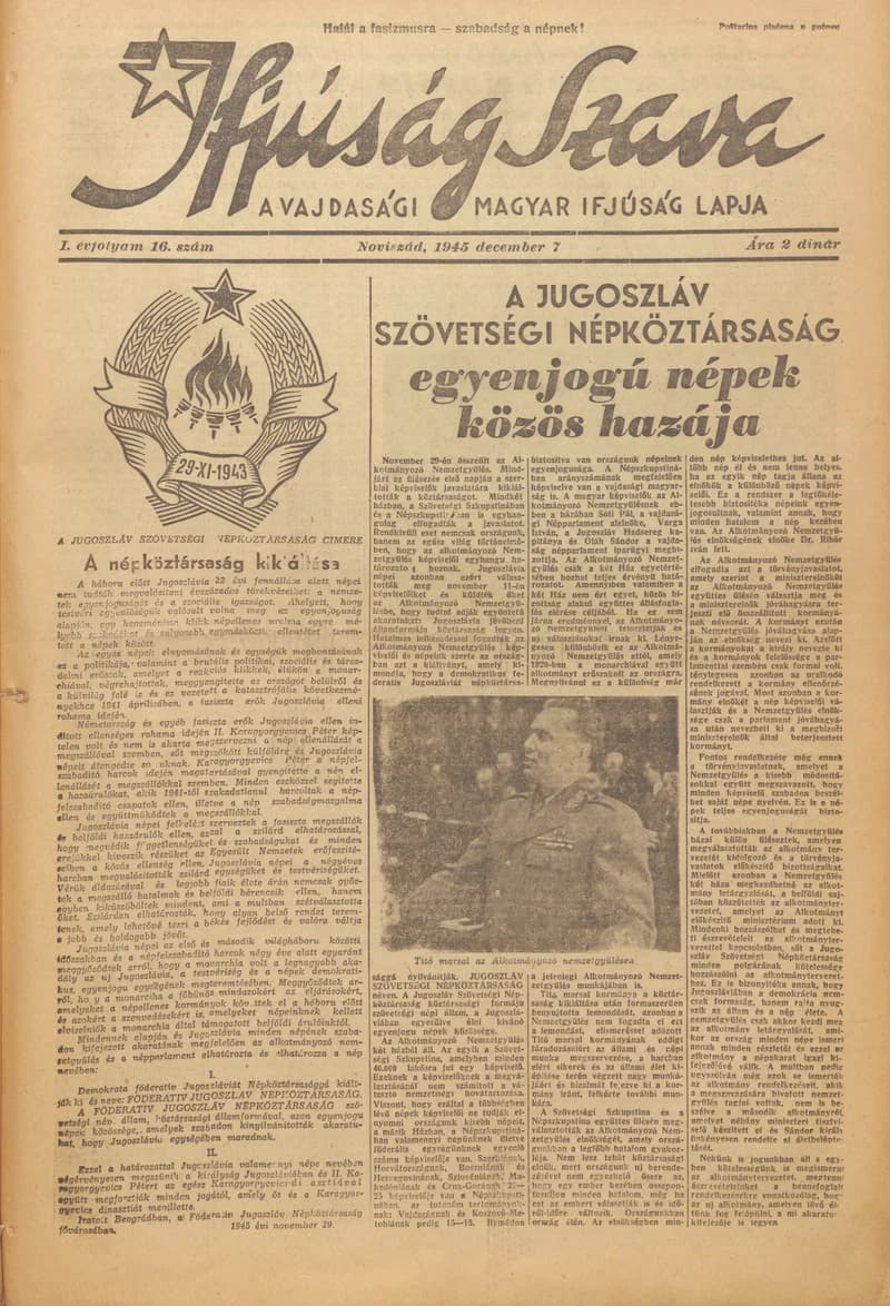 Ifjúság Szava, 1. évf. 1945. december 7. 16. sz.