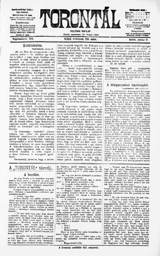 Torontál, 29. évf. 1900. október 17. 238. sz.