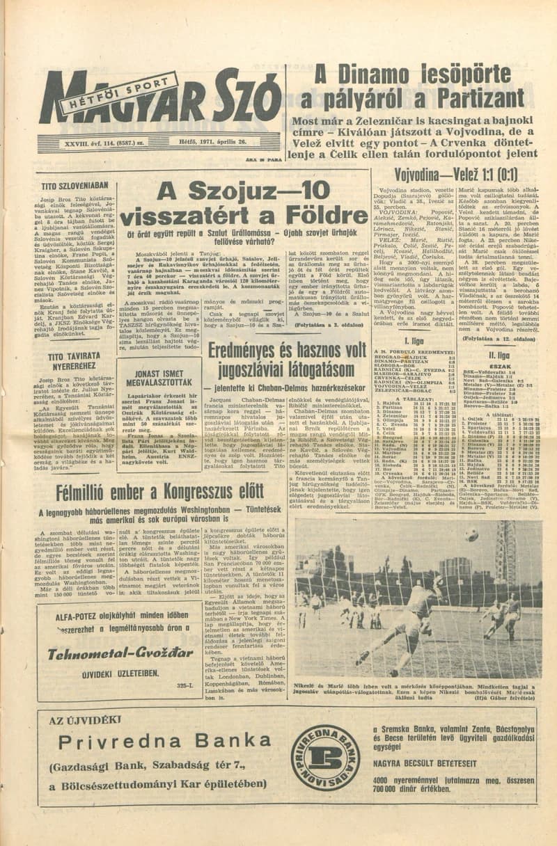Magyar Szó, 28. évf. 1971. április 26. 114. sz. 1–16. oldal