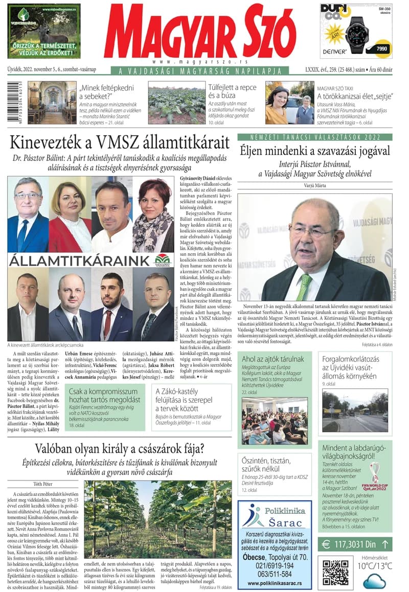 Magyar Szó, 79. évf. 2022. november 5. – 6. 259. sz. 1–32. oldal