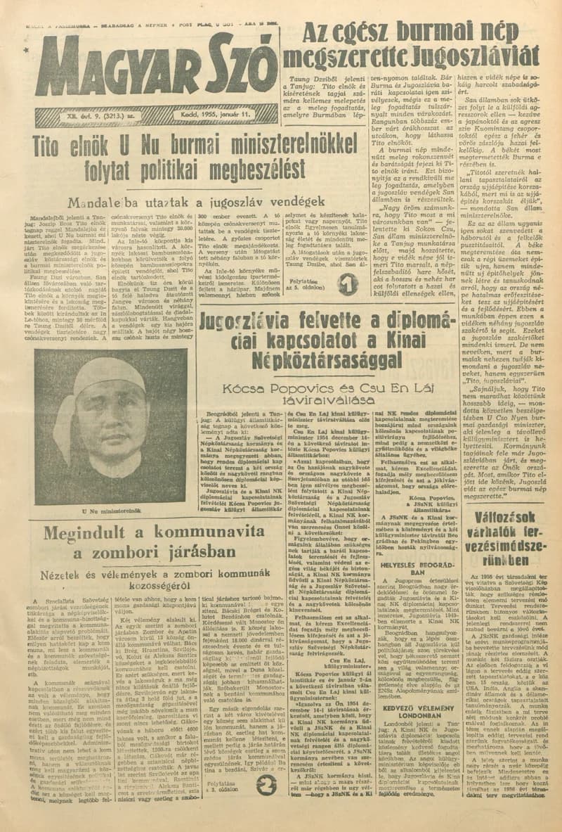 Magyar Szó, 12. évf. 1955. január 11. 9. sz. 1–8. oldal